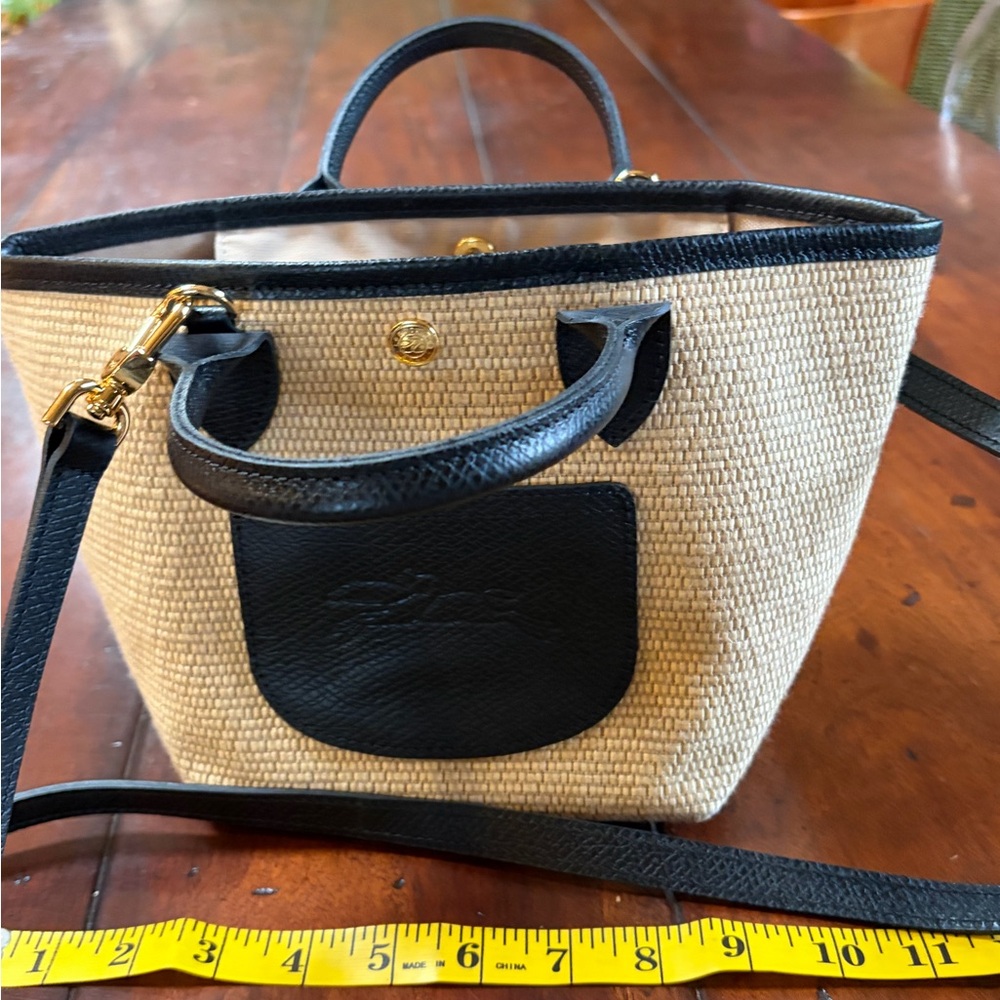 Longchamp le pliage collection tote basket bag handbag crossbody leather canvas - Picture 11 of 16